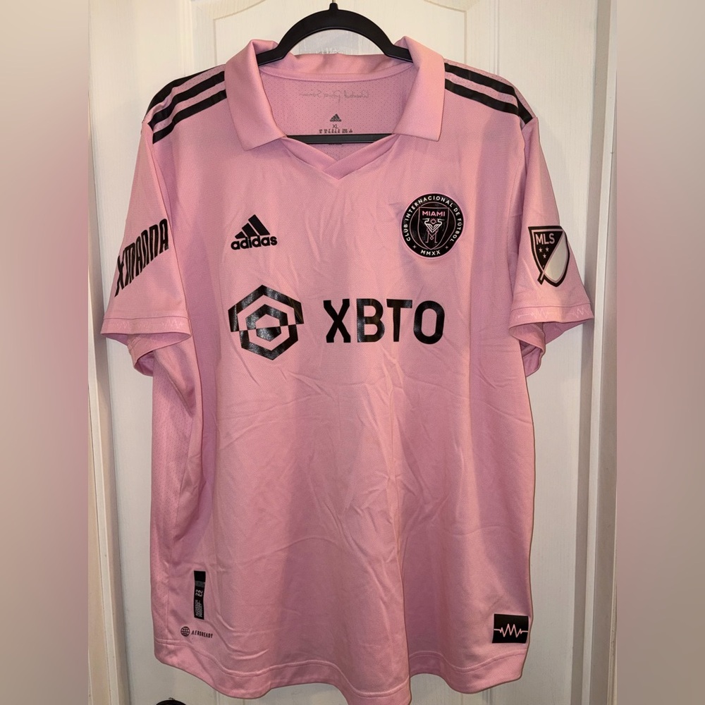 adidas Pink Inter Miami 2022 Home Jersey with Black Accents
